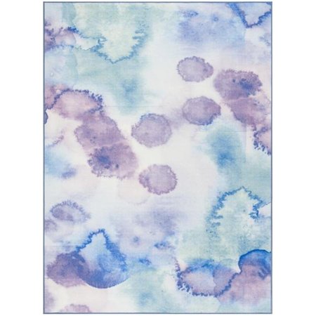 SAFAVIEH 8 x 10 ft. Large Rectangle Paint Brush Power Loomed Rug, Blue and Lavender PTB120C-8